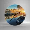 Wanduhr - Rund - Glasuhr - Kanal Boot Amsterdam Wasser - Produktbild-Vorschau 3
