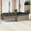 10-tlg. Garten-Sofagarnitur mit Kissen Grau Poly Rattan Produktbild-Vorschau 1