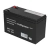 A black lead-acid battery with labels and markings. Produktbild-Vorschau
