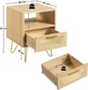 Yaheetech Nachttisch Rattan Beistelltisch mit 1 Schublade Produktbild-Vorschau 4