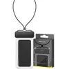 A black and clear waterproof phone pouch with a black lanyard, shown next to its packaging. Anteprima dell’immagine prodotto