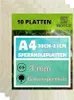 Product packaging for A4 plywood sheets with branding and specifications. Produktbild-Vorschau