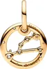 A close-up studio shot of a gold-colored Pandora charm shaped like the Taurus constellation. Voir les images du produit