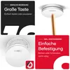 Collage of product images and marketing text for a smoke detector. Produktbild-Vorschau