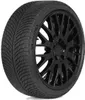 A black tire mounted on a black alloy wheel, shown against a white background. Produktbild-Vorschau