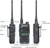 Three views of a Retevis RT85 walkie-talkie with labels pointing out its features. Produktbild-Vorschau