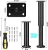 Diagram showing furniture legs and their dimensions, along with a screwdriver and screws. Produktbild-Vorschau