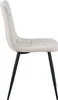 A side view of a single beige upholstered chair with black metal legs, isolated on a white background. Náhled obrázku produktu