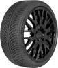 A close-up studio shot of a Michelin tire mounted on a black alloy wheel, isolated on a white background. Produktbild-Vorschau