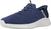 A blue Skechers slip-on shoe is shown against a white background. Produktbild-Vorschau