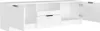 A white TV cabinet with doors and drawers open. Náhľad obrázku produktu