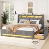 A bedroom scene featuring a grey upholstered bed with built-in storage and LED lighting. Náhľad obrázku produktu