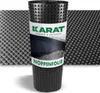 A roll of black dimpled sheeting, likely for construction or gardening, is presented against a white background with close-up views of the texture on either side. Anteprima dell’immagine prodotto