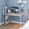 A desk with a computer and shelves in a room with blue walls. Produktbild-Vorschau