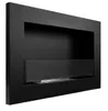 A black ethanol fireplace with a glass front, shown from a three-quarter angle against a white background. Voir les images du produit