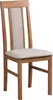 A single dining chair with a wooden frame and a fabric seat and backrest, presented against a white background. Voir les images du produit