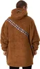 Rear view of a person wearing a brown Chewbacca-themed hoodie. Náhled obrázku produktu