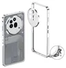 A silver metal frame phone case is shown from the back and side, with a close-up inset of the frame's corner. Náhled obrázku produktu
