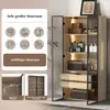 Merax Glasvitrine 2er-set, mit LED, 4 Türen, 4 Schubladen, Produktbild-Vorschau 7
