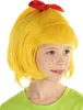A child wearing a yellow wig with a red bow and a green shirt. Náhľad obrázku produktu