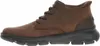 Side view of a brown leather boot. Voir les images du produit