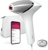 A Philips Lumea Prestige IPL hair removal device, along with its accessories and a smartphone displaying an app, are presented against a white background. Náhled obrázku produktu