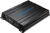 A black car amplifier is shown from a diagonal angle against a white background. Podgląd zdjęcia produktu
