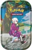 A Pokemon trading card game mini tin box featuring artwork of a character and a Pokemon. Produktbild-Vorschau