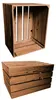 Two wooden crates are shown against a white background. The top crate is open and viewed from an angle, while the bottom crate is stacked and viewed from the side. Produktbild-Vorschau