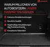 A close-up view of a car trunk liner with text overlay providing reasons to choose the brand's floor mats. Náhľad obrázku produktu