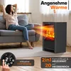 A woman relaxing on a couch in a living room, with a TRESKO electric fireplace emitting heat. Náhľad obrázku produktu