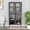 vidaXL Vitrine Anthrazit 90x40x180 cm Stahl und Gehärtetes Produktbild-Vorschau 2