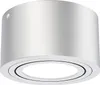 A close-up, studio shot of a silver and white cylindrical LED ceiling light. Voir les images du produit