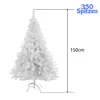 A white artificial Christmas tree with a stand, shown against a white background. A measurement line indicates the height of 150cm, and text indicates '350 Spitzen'. Podgląd zdjęcia produktu