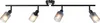 A black track light fixture with four adjustable spotlights, each with a frosted glass shade, is displayed against a white background. Produktbild-Vorschau
