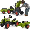 Trattore FALK Claas Verde su pedali Rimorchio di corna da 2 Anteprima dell’immagine prodotto 1