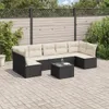 vidaXL 8-tlg. Garten-Sofagarnitur mit Kissen Schwarz Poly Produktbild-Vorschau 2