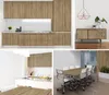 Collage of kitchen and office furniture with wood grain finish. Produktbild-Vorschau