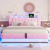 Lit tapissier 180 x 200 cm avec éclairage LED, ports USB et Voir les images du produit 3