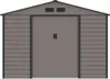 Front view of a gray metal shed with double doors and two vents at the top. Náhled obrázku produktu