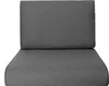 A close-up studio shot of a gray outdoor cushion set, consisting of a seat cushion and a back cushion, against a white background. Anteprima dell’immagine prodotto