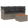 vidaXL 4-tlg. Garten-Sofagarnitur mit Kissen Grau Poly Produktbild-Vorschau 1