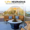 A patio heater is shown on a balcony with a view of a bay and city in the background. Náhľad obrázku produktu