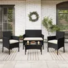 Yaheetech 4-tlg. Gartenmöbel-Set aus Rattan, Tisch & 2 Produktbild-Vorschau 2