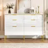 Credenza moderna Merax con 6 cassetti in bianco e oro, Anteprima dell’immagine prodotto 3
