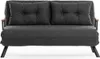 A close-up studio shot of a dark grey sofa with two cushions. Náhled obrázku produktu