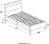 A technical drawing of a bed frame with dimensions indicated. Produktbild-Vorschau