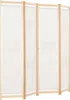 A four-panel room divider made of wood and fabric, shown from the front. Voir les images du produit