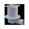A product shot of a floor drain with a metal grate. Produktbild-Vorschau