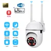 A white security camera with two antennas, shown on a white background with various feature icons and text overlays. Podgląd zdjęcia produktu
